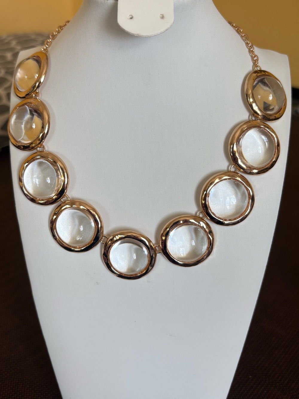 Gold-Tone Clear Stone Statement Necklace & Stud Earrings Set - Picture 4 of 12